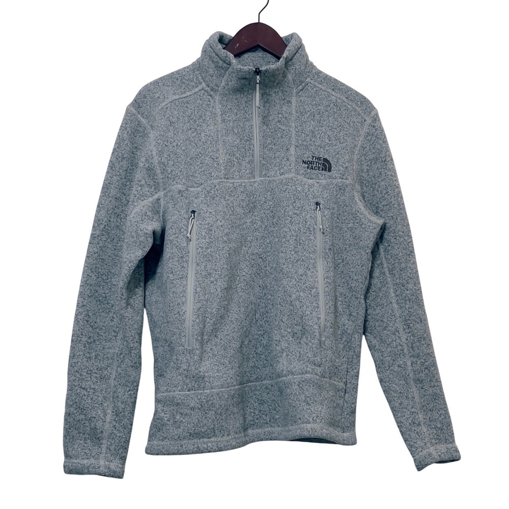 The North Face Mens Gordon Lyons Quarter Zip Fleece Pullover Gray Medium Casual